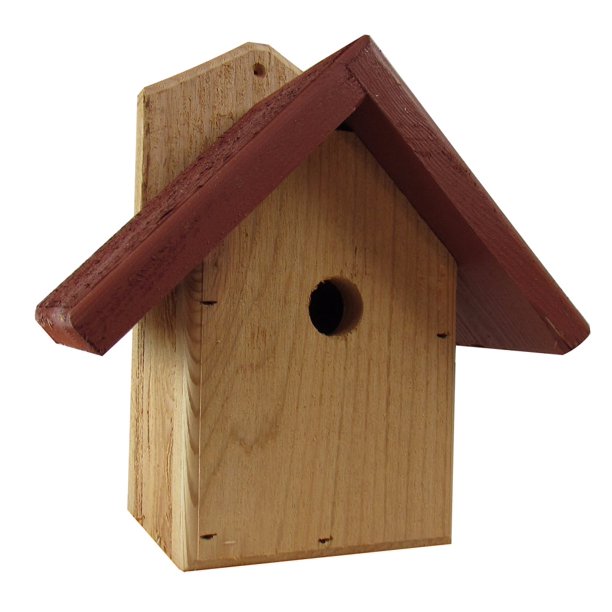Nature Products USA Chickadee Bird House PostMount Birdhouse, Red Roof