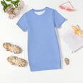thumbnail image 5 of Abcomgle Summer Dresses for Girls 10-12 Casual A Line Short Sleeve Midi Dress Solid Crew Neck Sundresses Basic Lightweight Skirt,Blue,11-12Years, 5 of 7