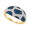 thumbnail image 1 of 10kt Yellow Gold Womens Round Blue Color Enhanced Diamond Band Ring 3/8 Cttw, 1 of 1