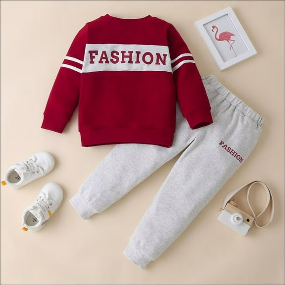 YEEDISON Fashion Clothes Baby Girl Clothes 2 Pcs Set Cotton Letter Patchwork Long Sleeve Tops trousers Sport Warm Baby Girl Outfit for 18M-6Y