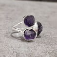 thumbnail image 5 of Natural Amethyst Ring, Raw Amethyst Gemstone Ring, Feb Birthstone, Triple Stone, 925 Sterling Silver, Womens Ring, Christmas, Thanksgiving, Handmade, Statement Jewelry, Rough Adjustable Jewelry, 5 of 6