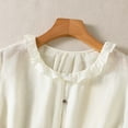 thumbnail image 6 of Warop Cotton Linen 3/4 Sleeve Top for Women Casual Retro Embroidery Turn-Down Collar Blouses, 6 of 9