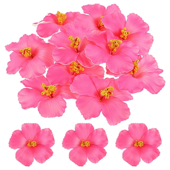 UEETEK Faux Hawaiian Flowers Faux Hibiscus Flowers Pink 10Set