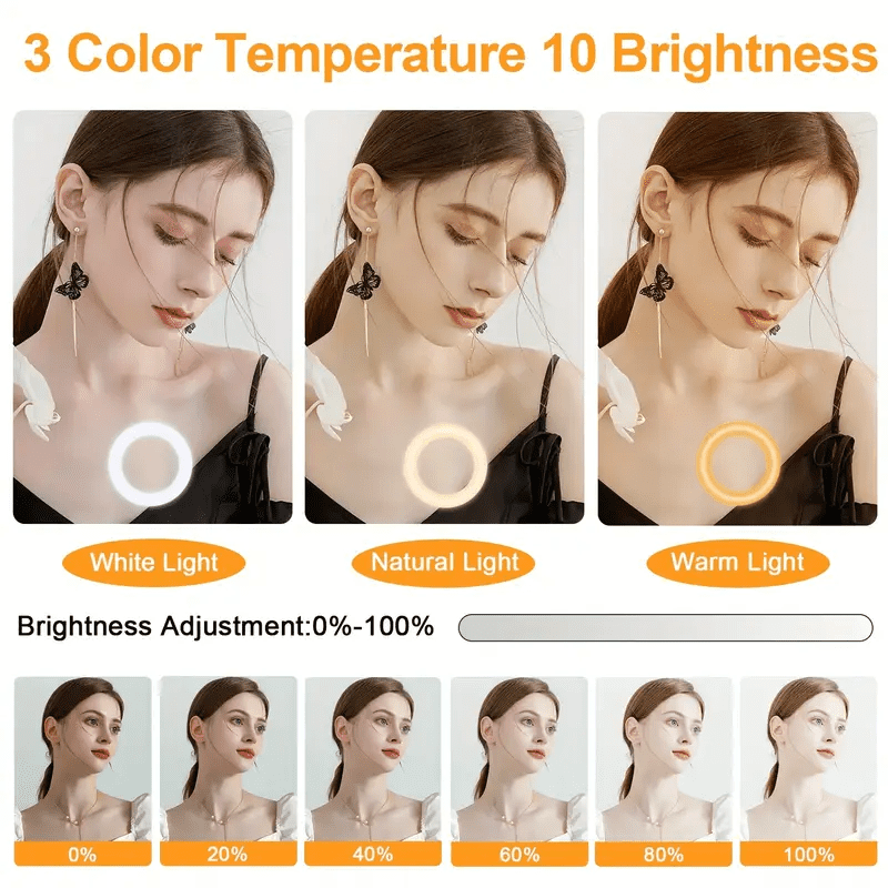 UEGOGO 10" Selfie Ring Light Kit - 43" Adjustable Tripod & Phone Mount for YouTube/TikTok Content Creators