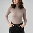 thumbnail image 4 of Amkhujs Fall Tops for Women Trendy Turtleneck Elegant Ribbed Knit Tops Casual Solid Fitted Basic Long Sleeve Tops, 4 of 9