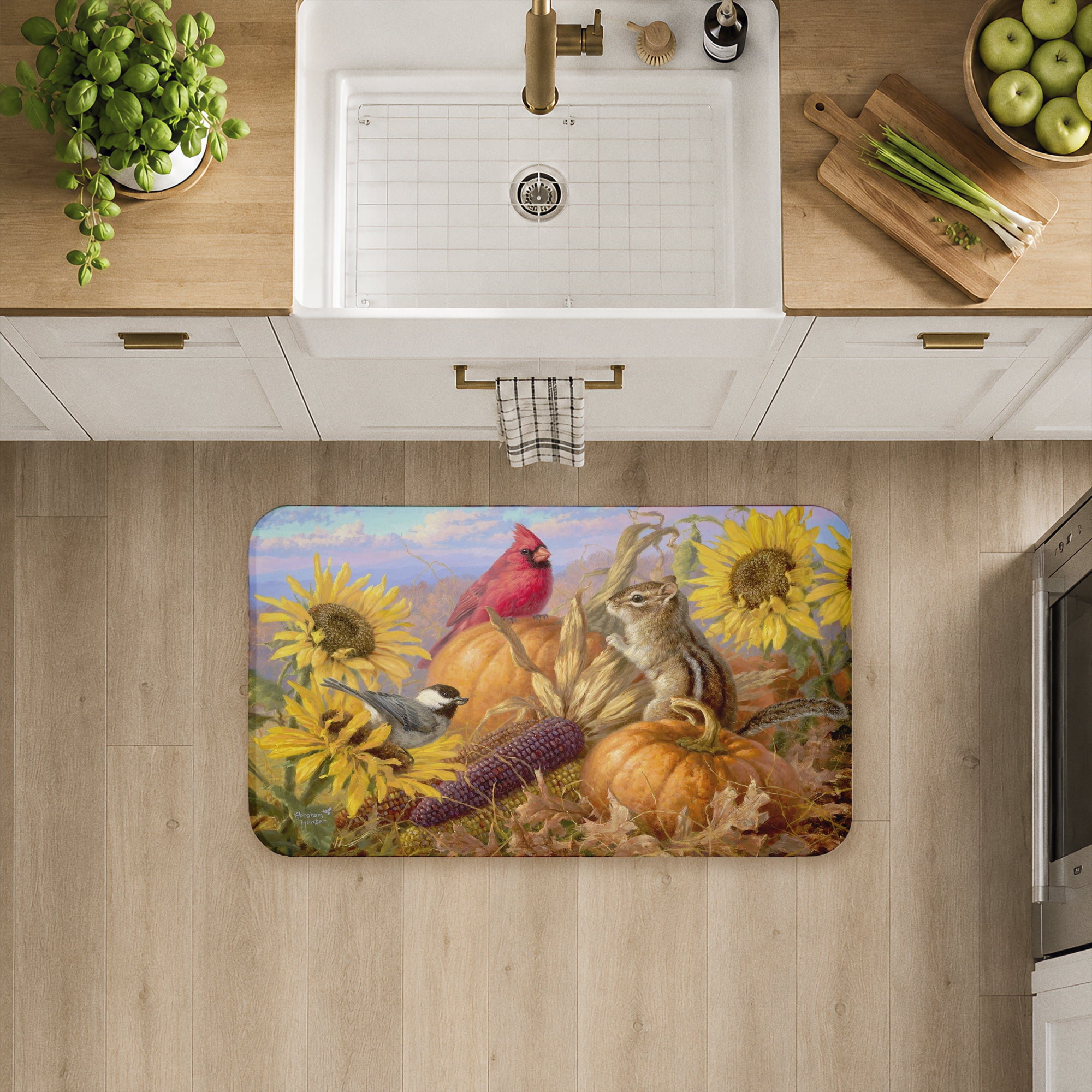 Stupell Industries Bountiful Harvest Happiness Printed Anti-Fatigue Floor Mat, design by Abraham Hunter