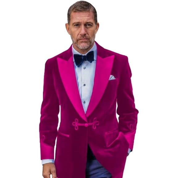 Men's Velvet Smoking Jackets One Button Christmas Party Wear Smoking Jackets Coat 