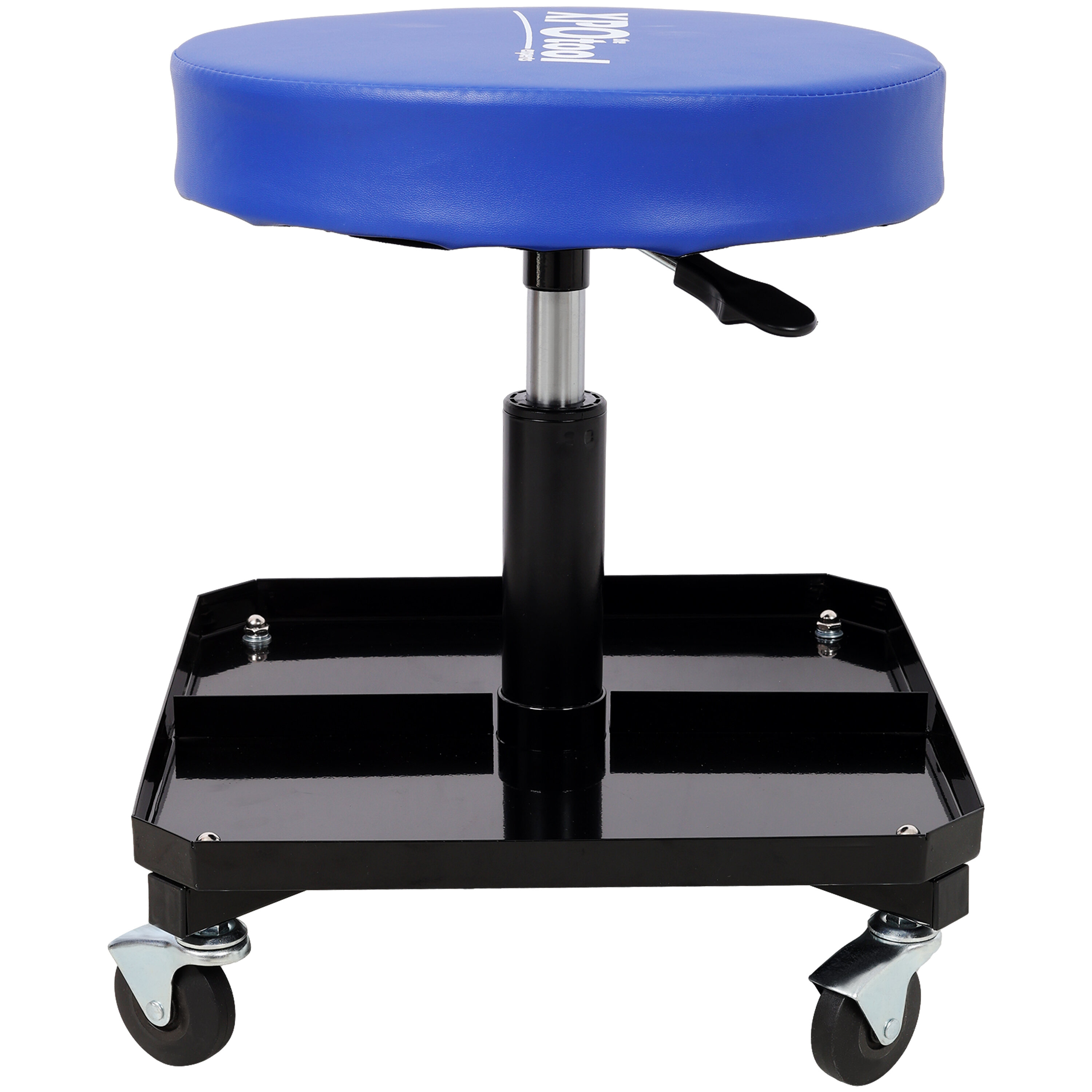 , 250 LBS Rolling Pneumatic Creeper Garage,Adjustable Mechanic Stool with Tool Tray Storage, Black+Blue ,Steel ,