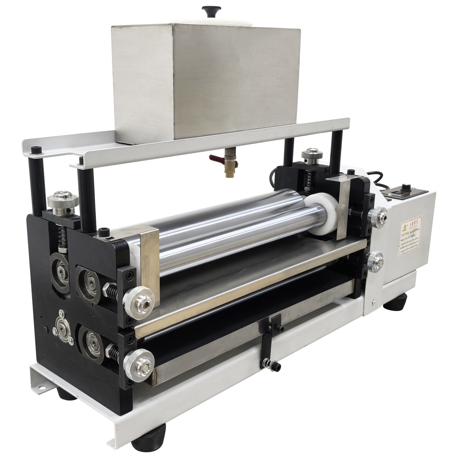 Automatic Double-Sided Gluing Machine 15.35" Soft Roller Glue Coating Machine for Paper Leather Craft 110V