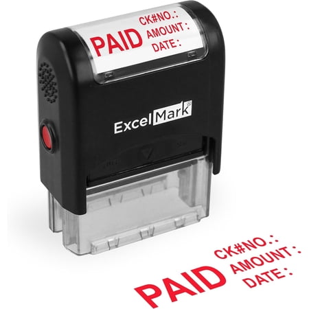 ExcelMark Paid with Check No, Amount, Date - Self Inking Rubber Stamp - A1539