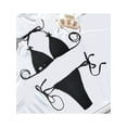 thumbnail image 4 of Aojekbee Women's 2 Piece Bikini Set, Halter Neck Tie Up Bikini Tops + 3D Bow Bikini Shorts Solid Color Bathing Suit Swimwear Outfits, 4 of 8