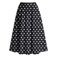 thumbnail image 7 of Arlun Retro Polka Dot Midi Skirts for Women 2026 Summer Elastic Waist A Line Flowy Flared Ruffle Skirts Elegant Boho Loose Pleated Mid-Length Skirt for Vacation and Daily Wear Black S, 7 of 7