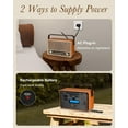 thumbnail image 2 of Radio portátil retro AM/FM/Onda Corta, Bluetooth, batería recargable 1800mAh, reproducción USB/TF/AUX, diseño vintage madera, emergencia hogar exterior, 2 of 6