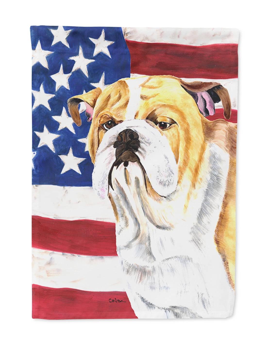 USA American Flag with Bulldog English Flag by Caroline