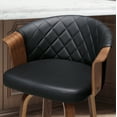 thumbnail image 2 of Art Leon Modern Bar Stools, 360 Degree Swivel and Footrest, Faux Leather Plywood Legs,Set of 2,Black, 2 of 8