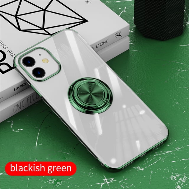 TopLLC For 12 6.1 Clear Ultra Slim Soft Electroplated Frame Case Ring Stand