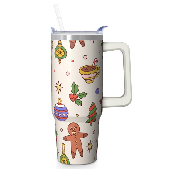 30oz Christmas Tree Tumbler with Lid Straw Stainless Steel Insulated Cup Holiday Coffee Water Bottle Gifts