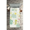 thumbnail image 2 of Ambesonne Unicorn Quilted Coverlet 2 Pcs, Unicorn Fairies Print, Twin Size, Yellow Green, 2 of 2