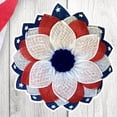 thumbnail image 3 of Holloyiver Patriotic Independence Day Wreath for Front Door, 13 Inch July 4th American Flag Burlap Farmhouse Wreath, Veterans Day Memorial Day Handcrafted Wreaths for Door Wall Window Decor, 3 of 7