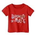 thumbnail image 4 of PMVFHDE T-Shirt pour Filles T-Shirts Graphiques Mignons Hauts d'Été pour Filles Enfants Pâques T-Shirt Graphique Mignon Col Rond Manches Courtes T-Shirt Décontracté d'Été Rouge, 3-4 Ans, 4 of 4