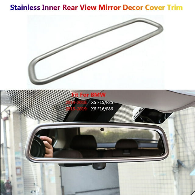 Ajuste de la cubierta de la decoración del espejo retrovisor interior de acero inoxidable para BMW X5 F15 X6 F16