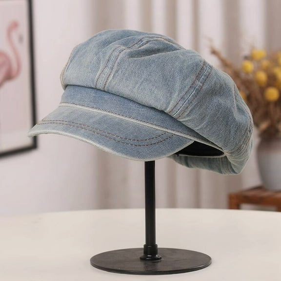 SikaFu Hats For Women In Spring And Autumn, New Painter Hats, Washed Cotton Denim Berets For Women In Japan And South Korea, Fashionable And Artistic Octagonal Duckbill Caps