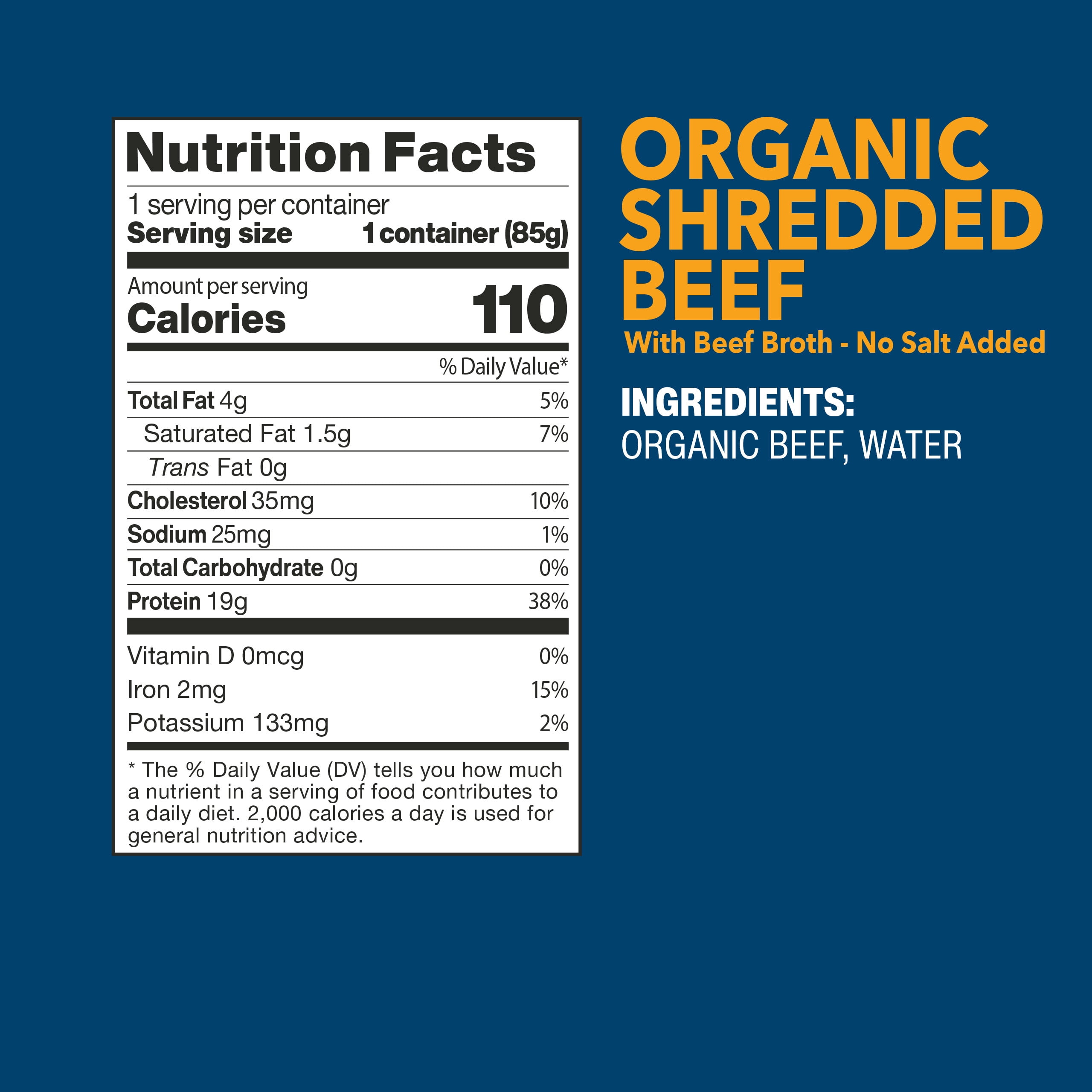 (2 pack) Wild Planet Organic Shredded Beef, 100% Grass-Fed, 3 oz Pouch