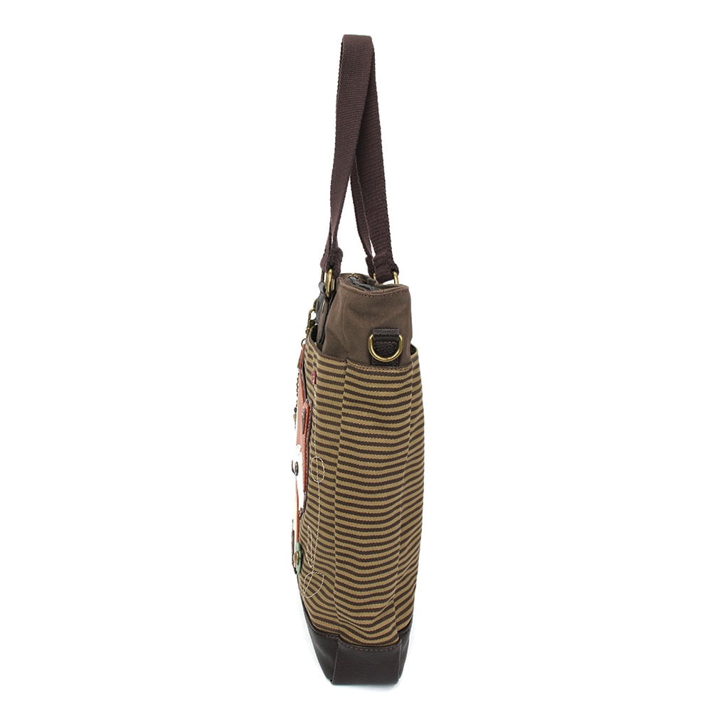 CHALA Work Tote Women Shoulder Purse with Detachable Crossbody Strap - Fox - olive stripe