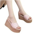 thumbnail image 5 of TKYCMSUAKI Women's Platform Sandals Comfortable Open Toe Slip On Wedge Slides Summer Casual Flatform Chunky Sandals, 5 of 6