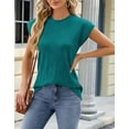 thumbnail image 3 of Alsol Lamesa Women's Crewneck T Shirt Cap Sleeve Summer Tops Trendy Casual Loose Tank Tops, 3 of 6