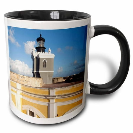 3dRose Puerto Rico, Old San Juan, El Morro lighthouse-CA27 WBI0012 - Walter Bibikow - Two Tone Black Mug,