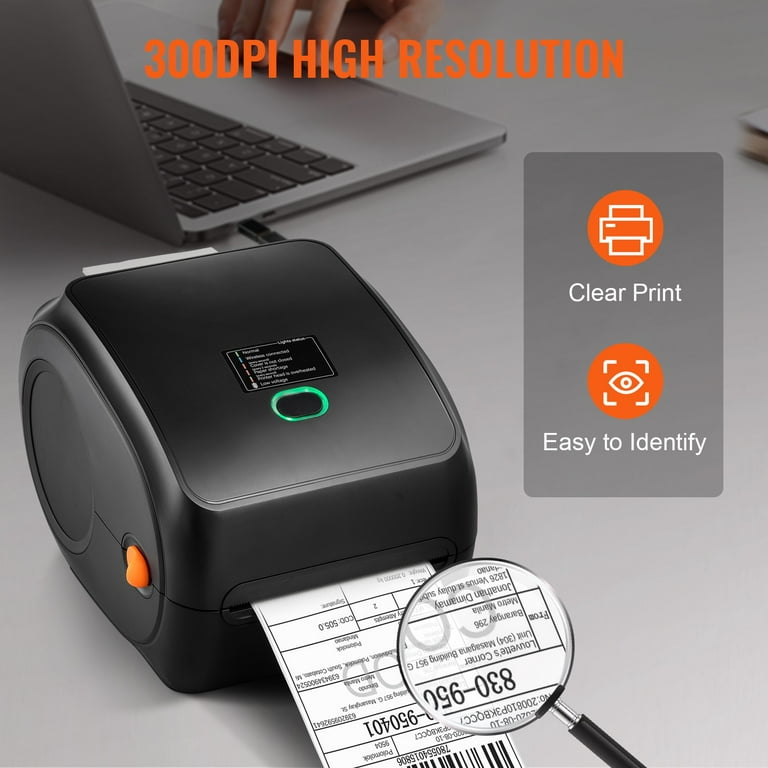 VEVOR HD(300DPI) Thermal Label Printer, Shipping Label Printer with Auto  Label Recognition, Support Windows/MacOS/Linux/Chromebook, Compatible with