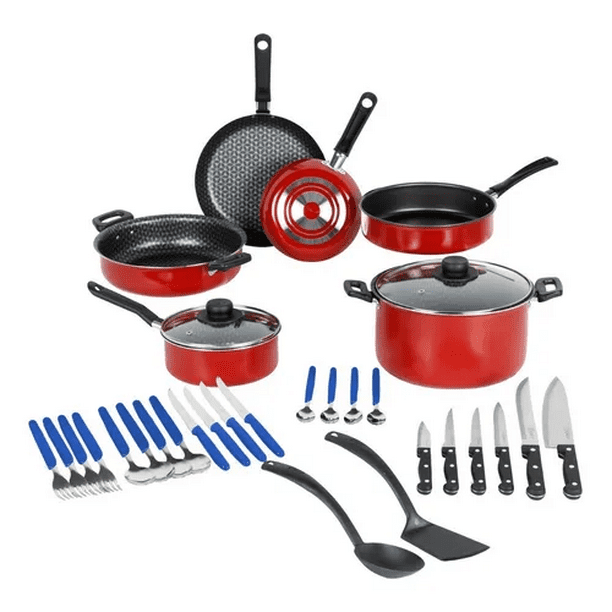 Batería De Cocina Malubero 32 Piezas Antiadherente rojo Malu1540