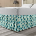 thumbnail image 1 of Floral Bed Skirt, Abstract Design Flowers with Folkloric Inspirations, Elastic Bedskirt Dust Ruffle Wrap Around for Bedding Decor, 4 Sizes, Sea Blue Cream, by Ambesonne, 1 of 2