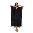 thumbnail image 5 of Beautybatik Black Women Solid Caftan Kaftan Loungewear Maxi Plus Size Long Loose Dress 4X, 5 of 6