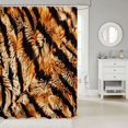 thumbnail image 2 of Manfei Fashion Tiger Print Shower Curtain 72Wx84L, Minimalism Stripes Lines Bathroom Shower Curtain, Dark Brown Orange, 2 of 5