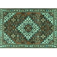 thumbnail image 1 of Ahgly Company Machine Washable Indoor Rectangle Persian Turquoise Blue Traditional Area Rugs, 7' x 9', 1 of 4