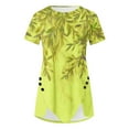 thumbnail image 5 of WXLWZYWL Tops for Womens Plus Size Round Neck Short Sleeve Blouses Floral leaves Printing Button Down Casual Loose Summer Tunic Shirts, 5 of 5