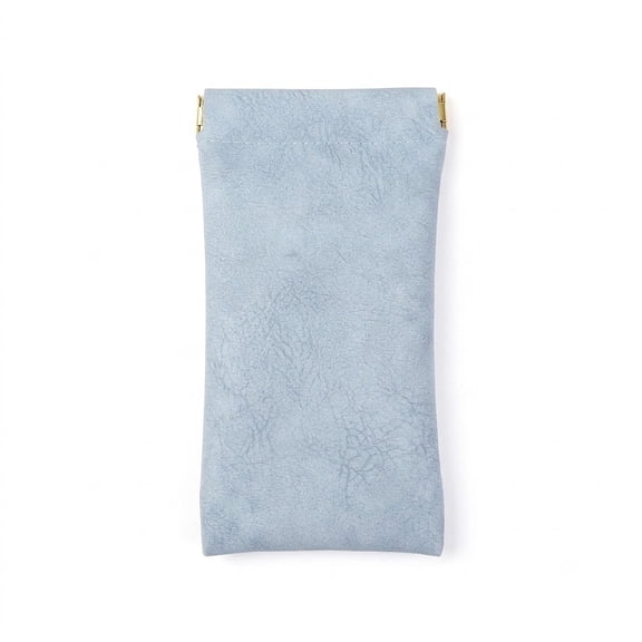 Squeeze Top PU Leather Sunglasses Pouch, Soft Waterproof Glasses Sleeve Storage Bag, Portable Slim Travel Eyeglass Case for Women Men Blue 1PCS