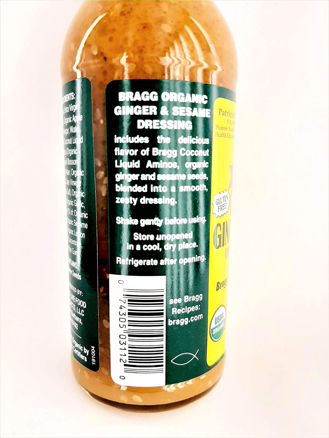 (2 pack) Bragg, Organic Dressing & Marinade with Apple Cider Vinegar, Ginger & Sesame, 12 fl oz