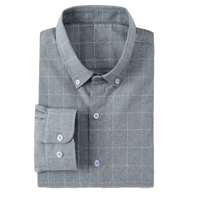 Blusa y camisa de manga larga con cuello vuelto para hombre, blusa informal a cuadros con botones y manga larga, blusa de poliéster para hombre
