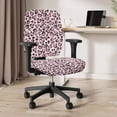 thumbnail image 5 of FKELYI Pink Love Leopard Print Office Chair Slipcover for Backrest & Cushion Seat 2 Pcs Stretchable Swivel Computer Chair Cover Dustproof Armchair Protector for Home Office, 5 of 7