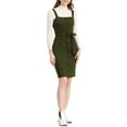 thumbnail image 6 of INSPIRE CHIC Women's Button Decor Bow Tie Waist Suspender Overall Jumper Dress XS Army Green, 6 of 7