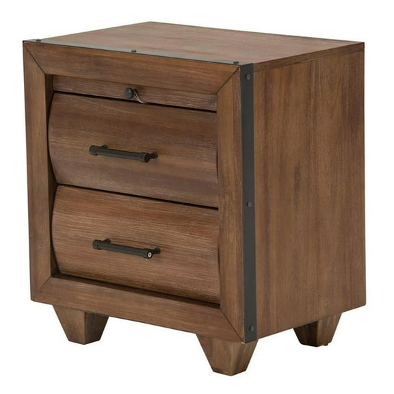 Michael Amini Brooklyn Walk Wood Nightstand - Burnt Umber Brown