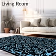 thumbnail image 2 of ODIKA 2'x3' Machine Washable Non-Slip Area Rug, Glacial Lace Snowflake Network with Intricate Branching High Traffic Rug with Pad, Black, 740828, 2 of 8