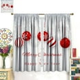 thumbnail image 4 of Christmas Curtains, Red Xmas Balls Fir Branch Snow New Year Rod Pocket Drapes for Kitchen Living Room Bedroom Dinning Room Window Treatment, 84x84 Inch, 4 of 7