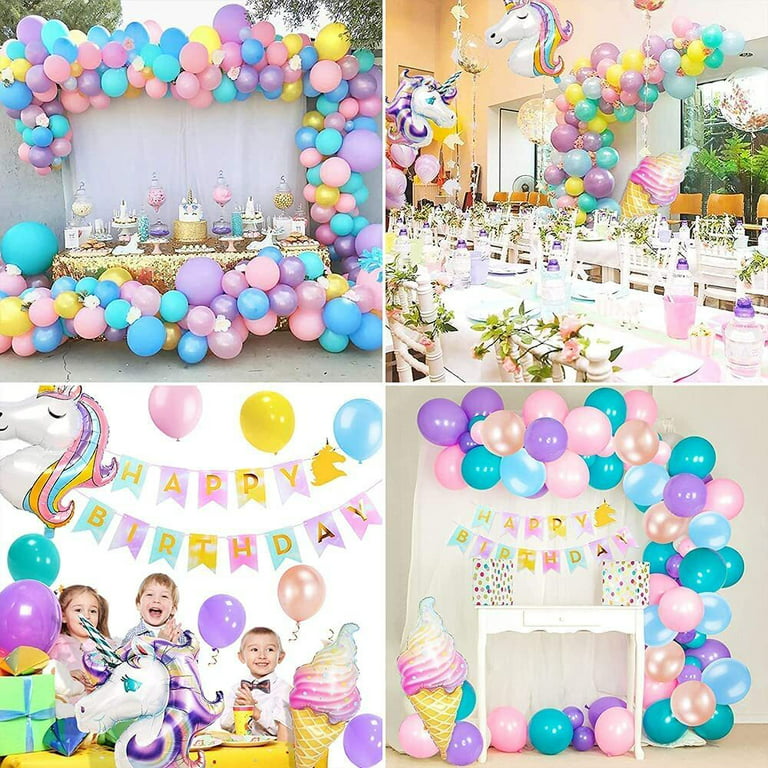 Unicorn Birthday Party Decorations, Macaron Unicorn Balloon Arch Kit with  Huge 3D Foil Unicorn Party Supplies for Girls 
