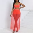 thumbnail image 2 of Posijego Womens Summer Two Piece Outfit Sleeveless Crop Tank Top See Through Skirts Shorts Matching Set, 2 of 7