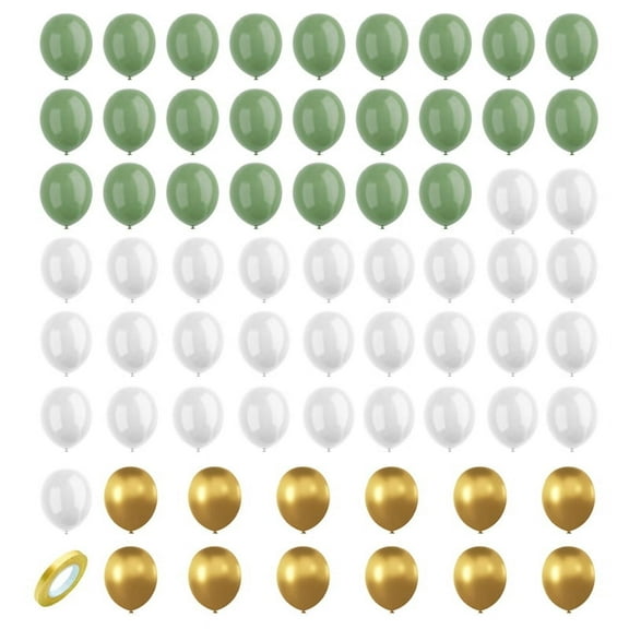 Sage Green and Gold Balloons, 67pcs 12 Inch White Gathering Balloons for Birthday, Wedding