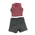 thumbnail image 2 of Camiseta sin mangas con pantalones cortos a escala 1/6, traje básico corto, disfraz realista, minifalda de verano. gris, 2 of 9